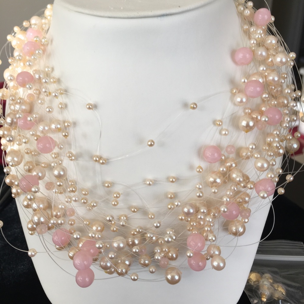 TWO Faux Pearl Necklaces - Free Earrings With Purchase